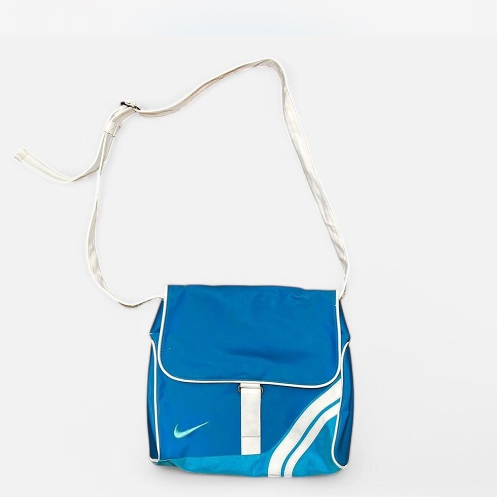 Nike Blue and White Messenger Bag with Sporty Design